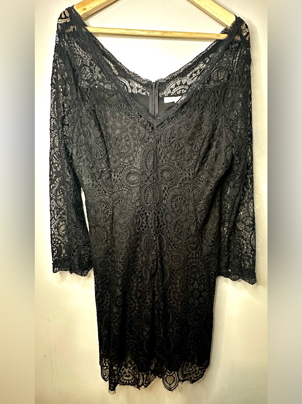 G Collection Curvy Little Black Lace Sheath Dress With Long Sleeve, 2X